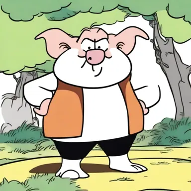 The cartoon featured a mischievous squealer who constantly caused trouble for the other characters.