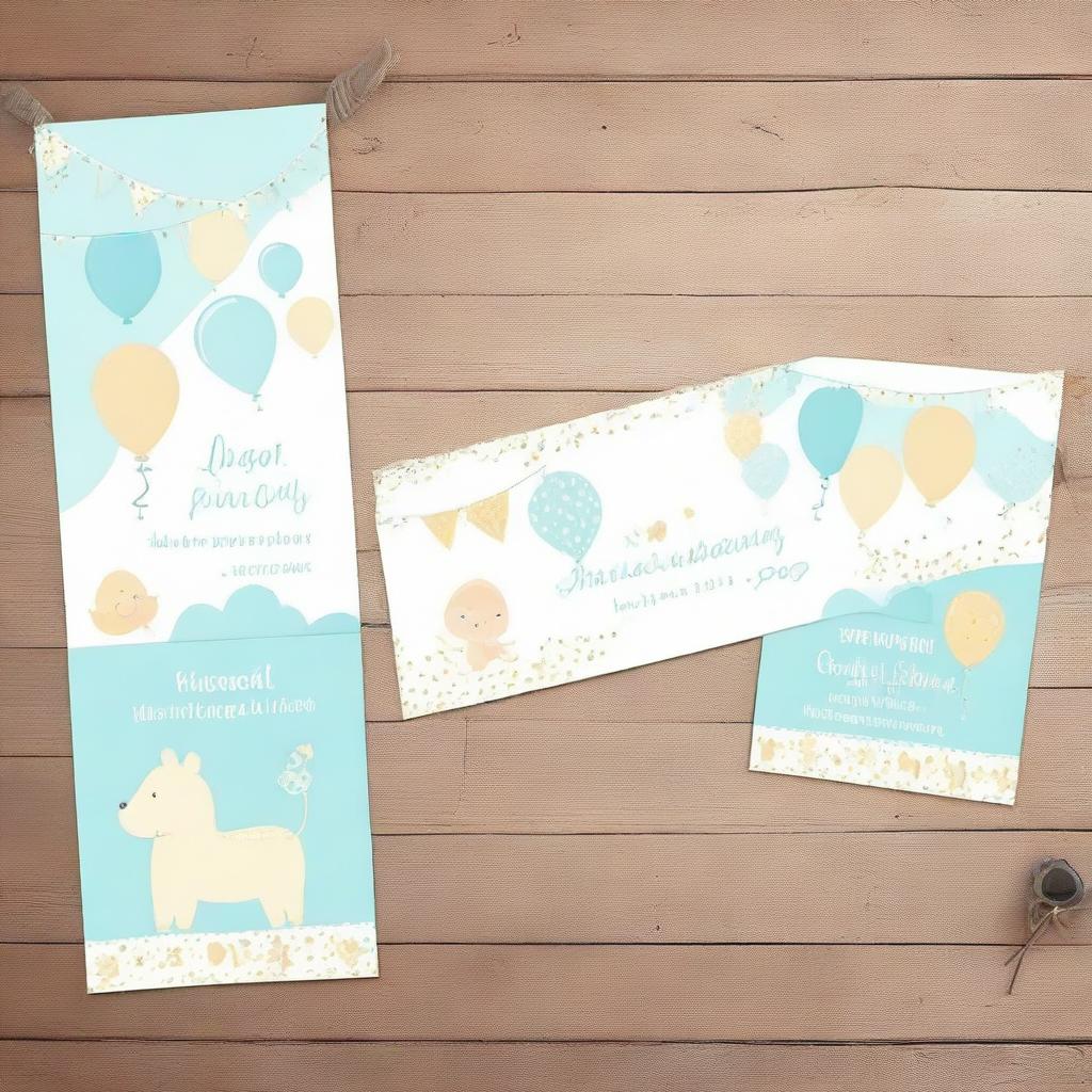 A cheerful welcome banner for the arrival of a new baby boy. Incorporate the names of the parents, Kushal and Shirley, into an elegant design with baby-themed items and soft, welcoming colors.