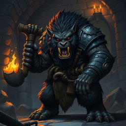 Fierce Bugbear in Shadowy Dungeon