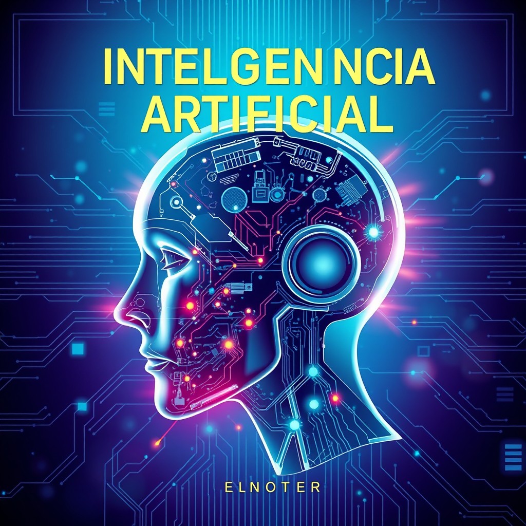A visually striking ebook cover design centered on the theme of Artificial Intelligence
