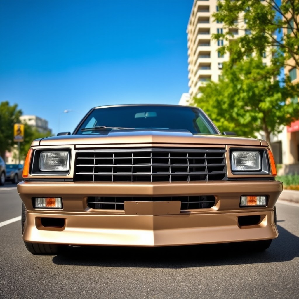 A modified Chevette car featuring a modern front design