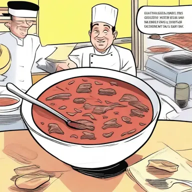 In the comic strip, the chef added a dash of beef stock to the soup for extra flavor.