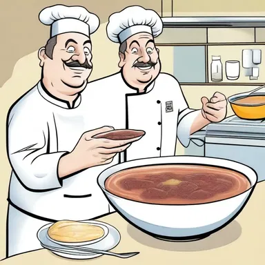 In the comic strip, the chef added a dash of beef stock to the soup for extra flavor.