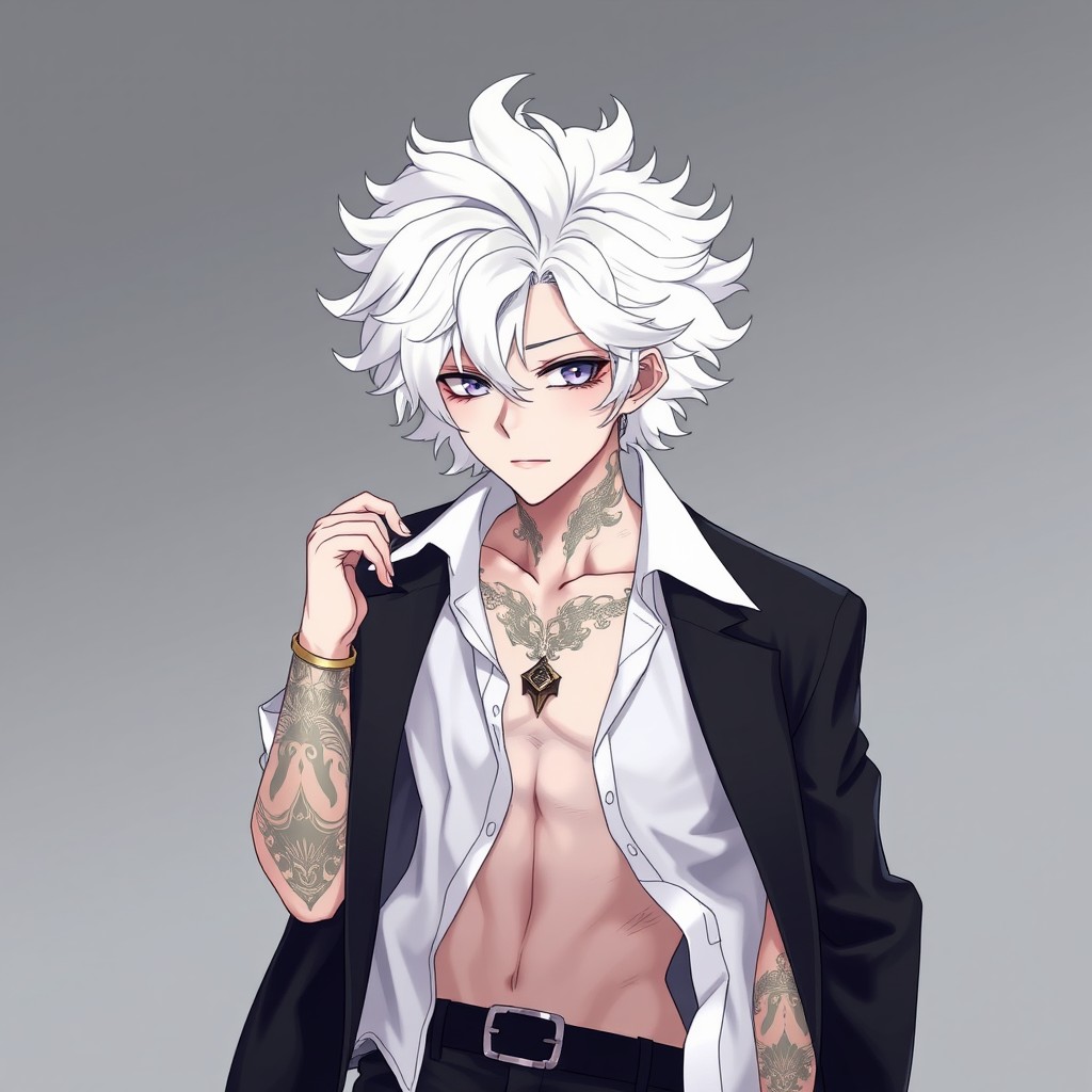 A character in anime style, a 20-year-old man from a cyberpunk world
