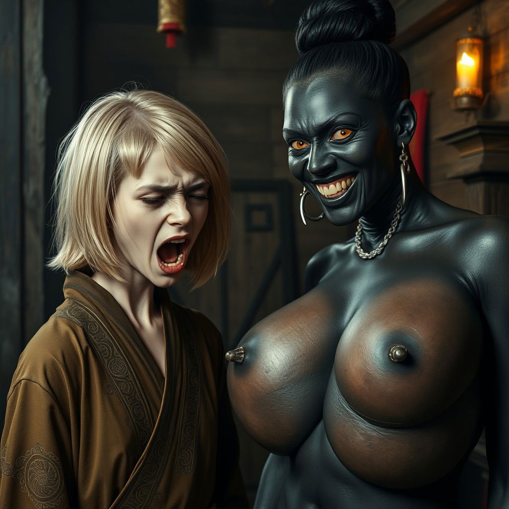 Inside a medieval brothel, a striking scene unfolds