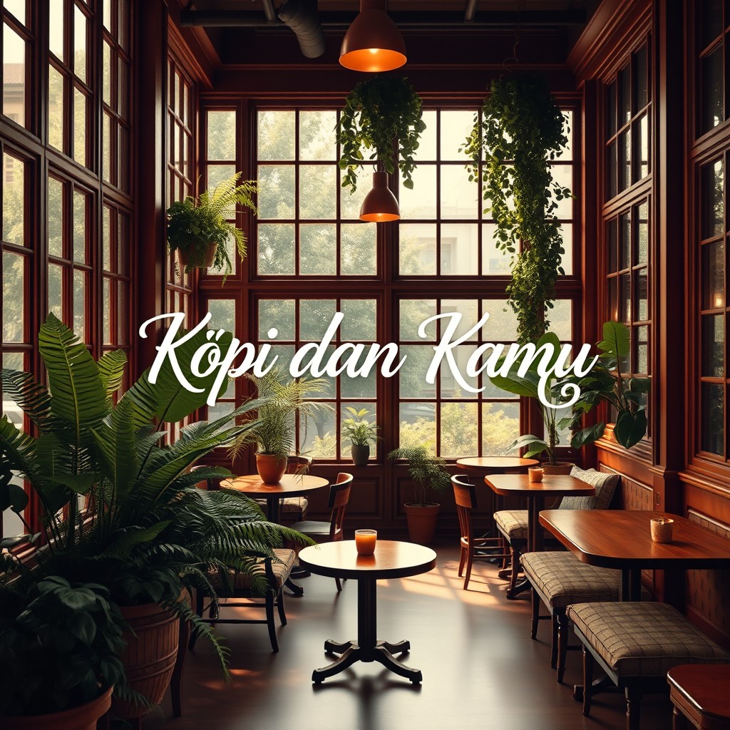 A warm and romantic novel cover design titled 'Kopi dan Kamu'