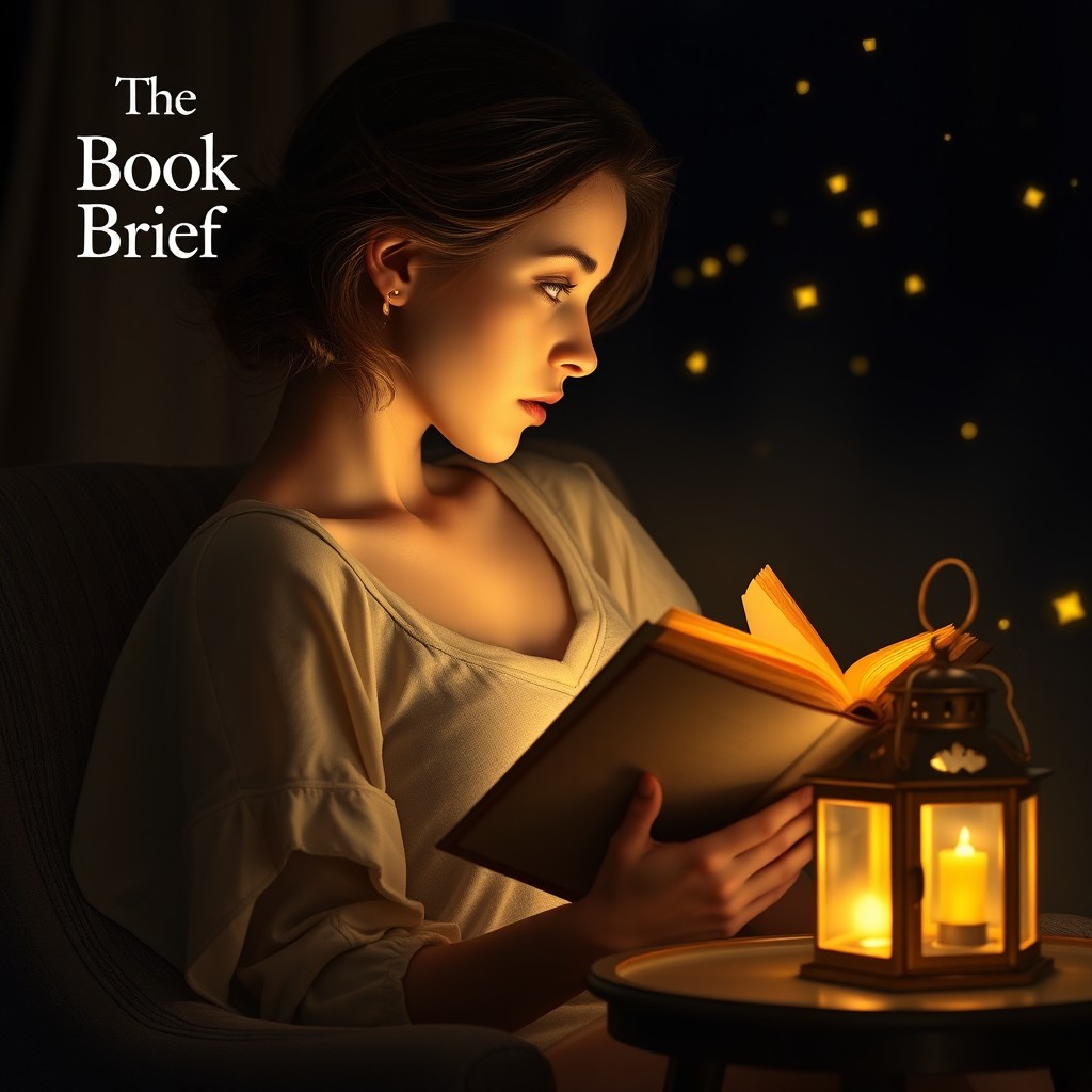 A young woman in side profile, facing from left to right, deeply engrossed in a book, with her eyes open and looking attentively at the pages