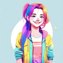 A high-quality digital art depiction of a cute teenage girl