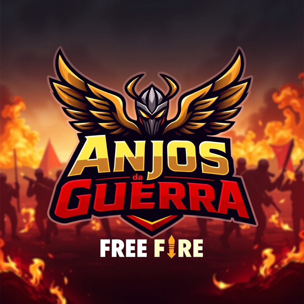 A competitive-themed logo design for 'Anjos da Guerra', inspired by the style of Free Fire