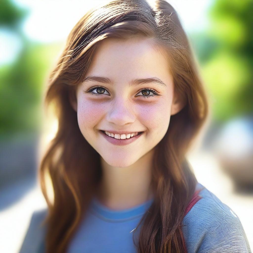 A high-resolution, photorealistic image of a teenage girl