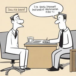 A light-hearted comic strip illustrating a job interview where the applicant mentions their willingness to give 110 percent and the interviewer, who's a statistician, reacts humorously.