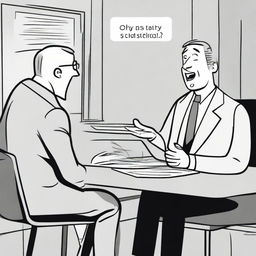 A light-hearted comic strip illustrating a job interview where the applicant mentions their willingness to give 110 percent and the interviewer, who's a statistician, reacts humorously.