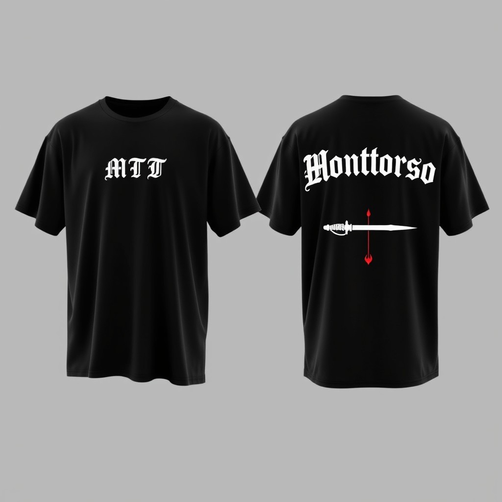 A high-quality mockup of a black oversized t-shirt, showcased from both the front and back view