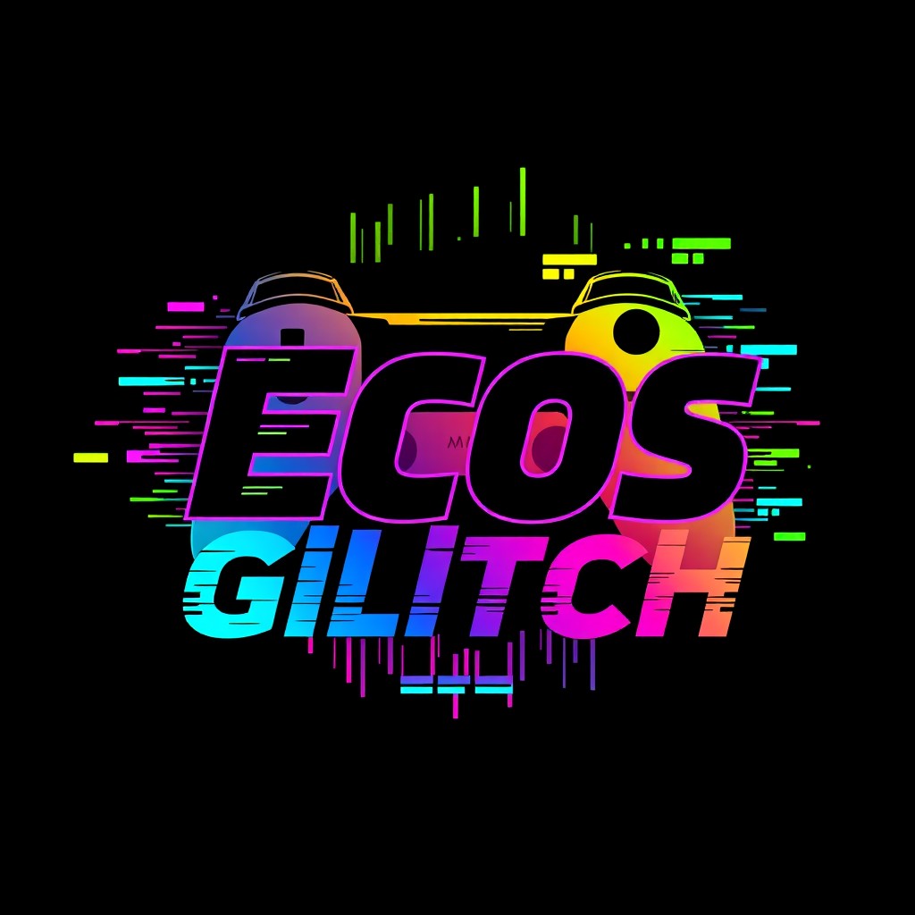 A professional logo for a YouTube channel named 'Ecos Glitch', focusing on video games