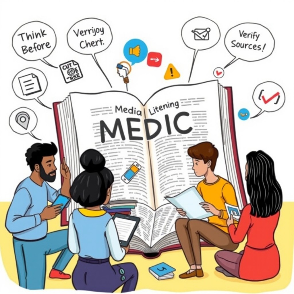 A detailed illustration for a poster promoting responsible media use