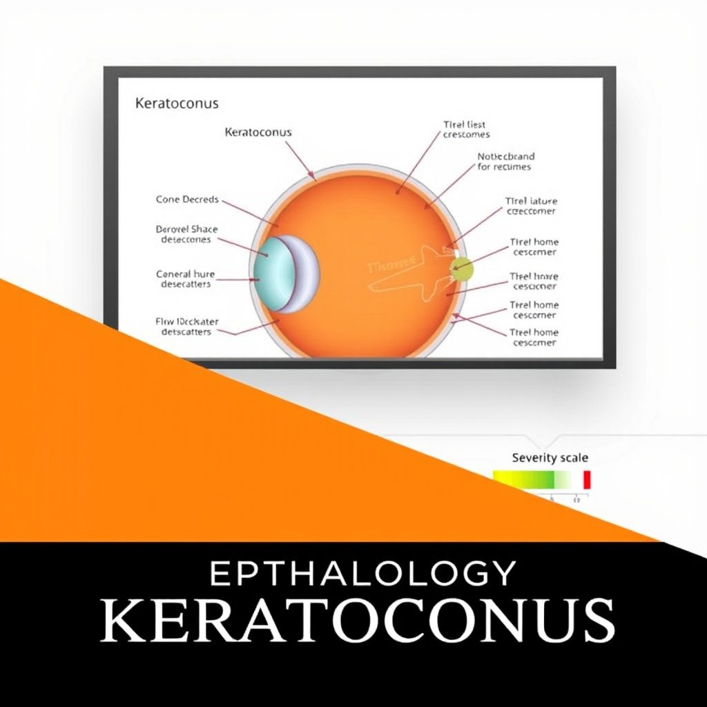A professional and informative presentation image focused on Ophthalmology, specifically highlighting Keratoconus