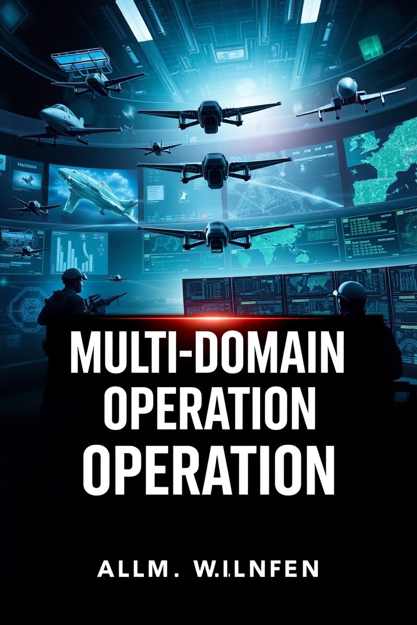 A dynamic book cover design for 'Multi Domain Operation'