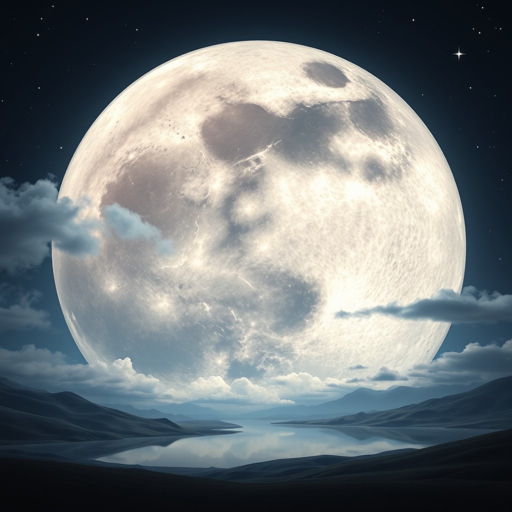 A stunning, ultra-realistic depiction of the moon in a clear night sky, showcasing its craters and surface details with incredible clarity