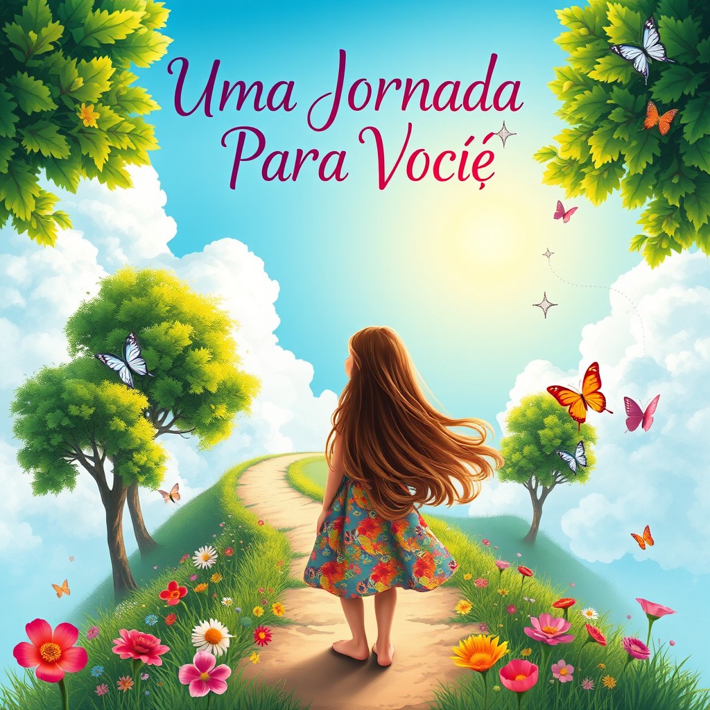 A captivating book cover for a 15-year-old girl themed 'Uma Jornada Para Você'