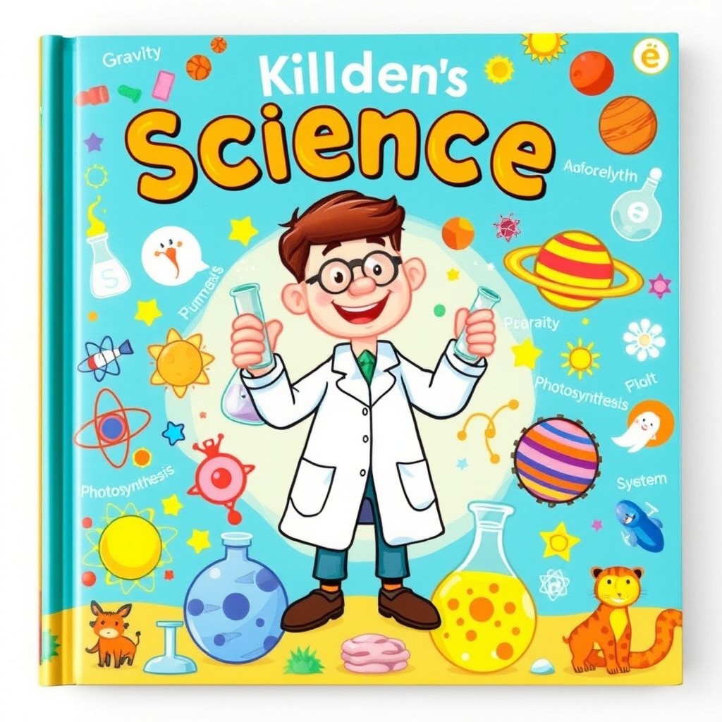 Colorful Children's Science Book Cover Illustration