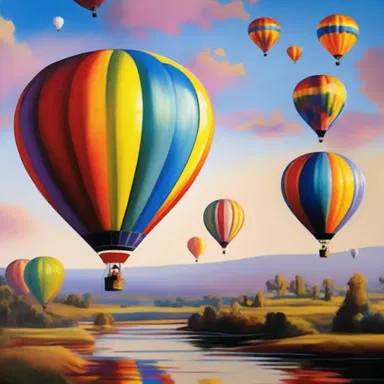 The artist captured the vibrant colors and majestic presence of a hot-air balloon in their painting.