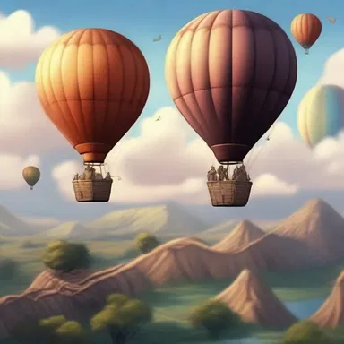 In the fantasy novel, the protagonist embarked on a magical journey through the skies on a hot-air balloon guided by mystical creatures.