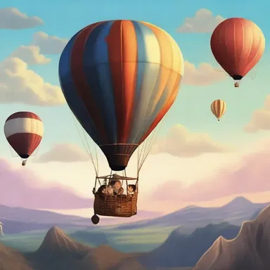 In the fantasy novel, the protagonist embarked on a magical journey through the skies on a hot-air balloon guided by mystical creatures.