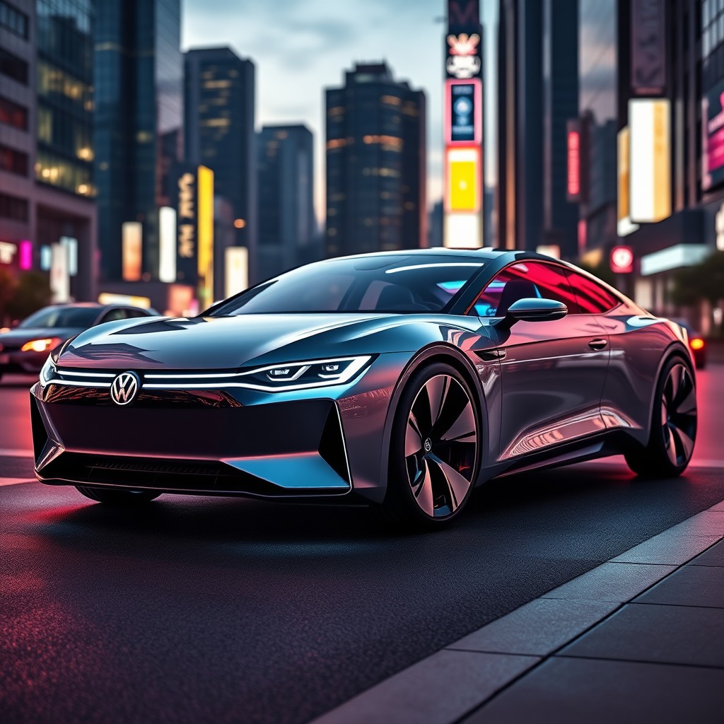 A futuristic 2025 Volkswagen SP2, showcasing a sleek and modern design