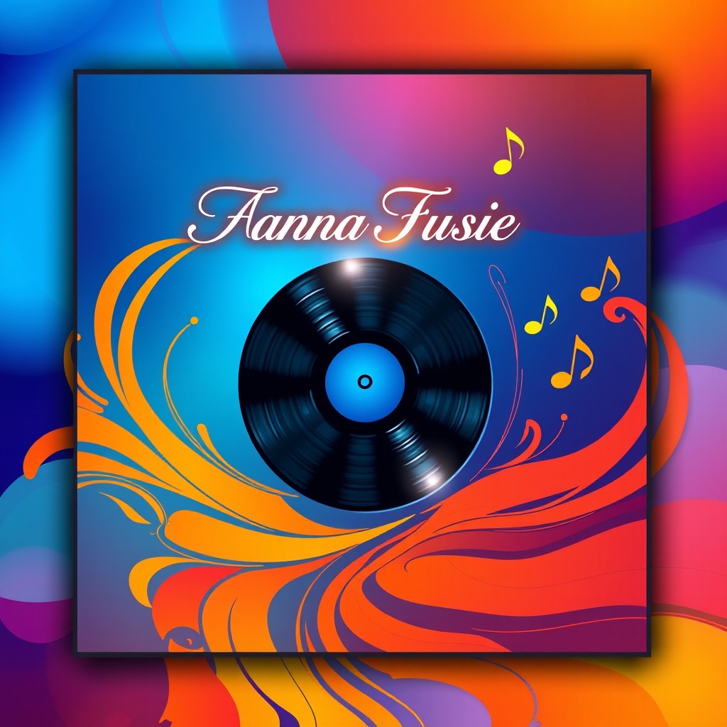 A vibrant and artistic album cover featuring an abstract design with bold colors and intricate shapes