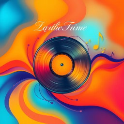 A vibrant and artistic album cover featuring an abstract design with bold colors and intricate shapes