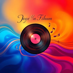 A vibrant and artistic album cover featuring an abstract design with bold colors and intricate shapes