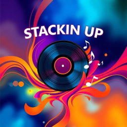A vibrant and artistic album cover featuring an abstract design with bold colors and intricate shapes