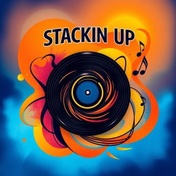 A vibrant and artistic album cover featuring an abstract design with bold colors and intricate shapes