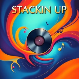A vibrant and artistic album cover featuring an abstract design with bold colors and intricate shapes
