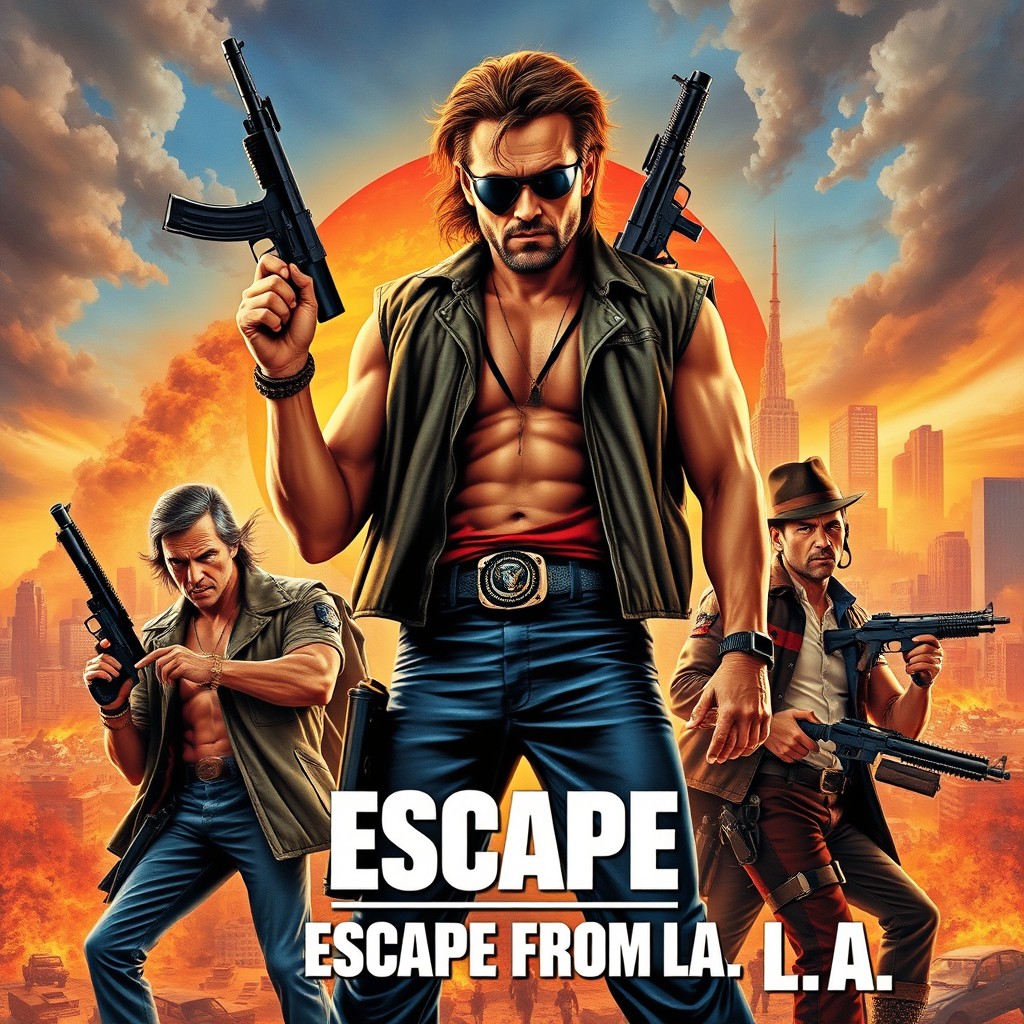 A dynamic, action-packed movie poster inspired by 'Escape from L