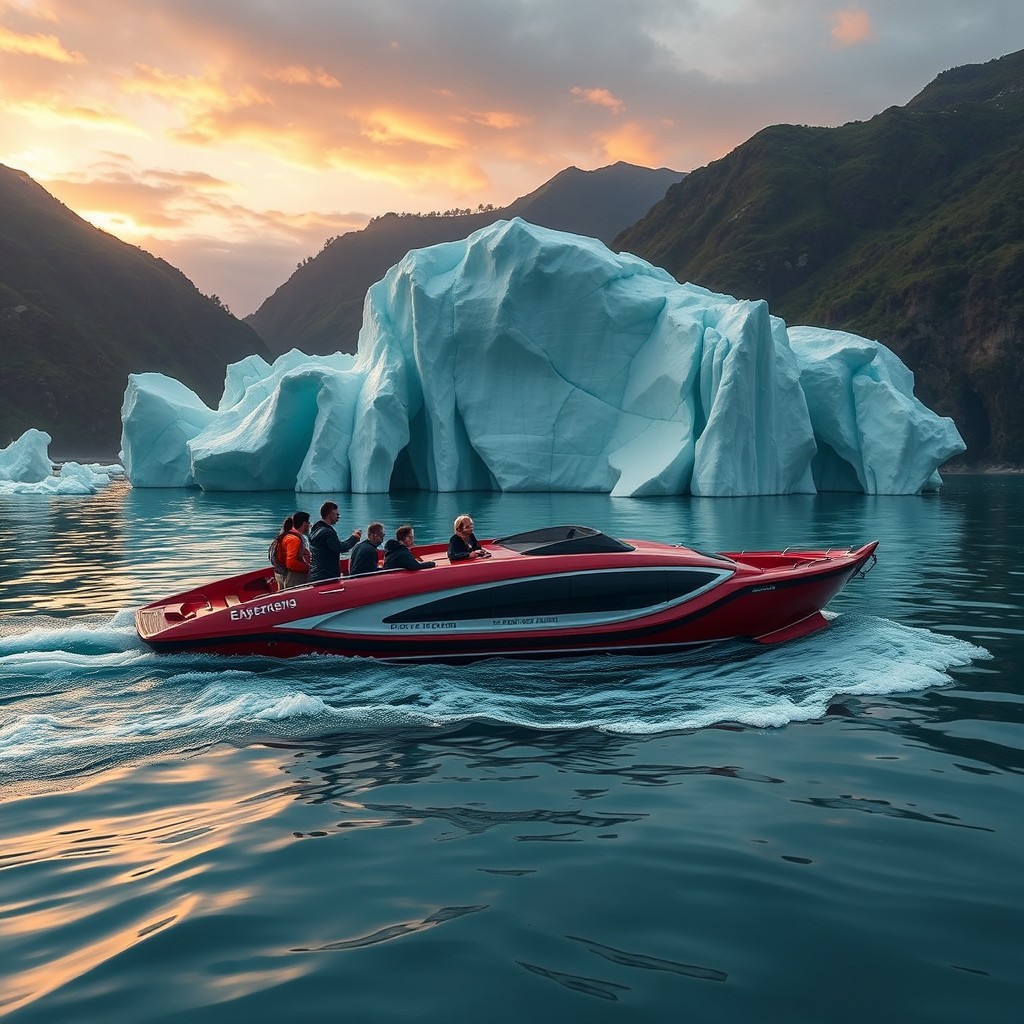 Uma tripulação de caçadores de tesouros modernos embarcando em uma aventura a bordo de um grande iate luxuoso e futurista de três andares chamado 'Iceberg', que é roxo com detalhes dourados e se assemelha a uma nave espacial intergaláctica