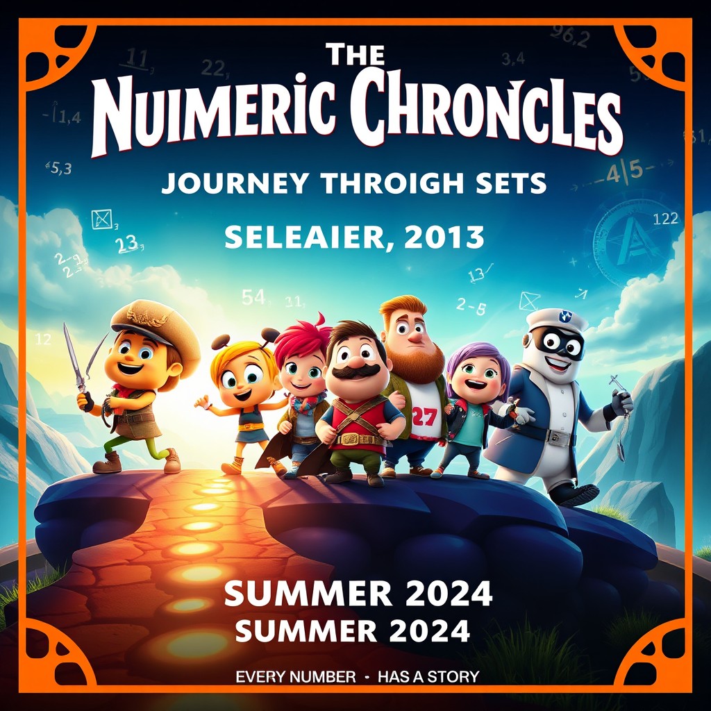 A vibrant movie poster for a cinematic film titled 'The Numeric Chronicles: Journey Through Sets'