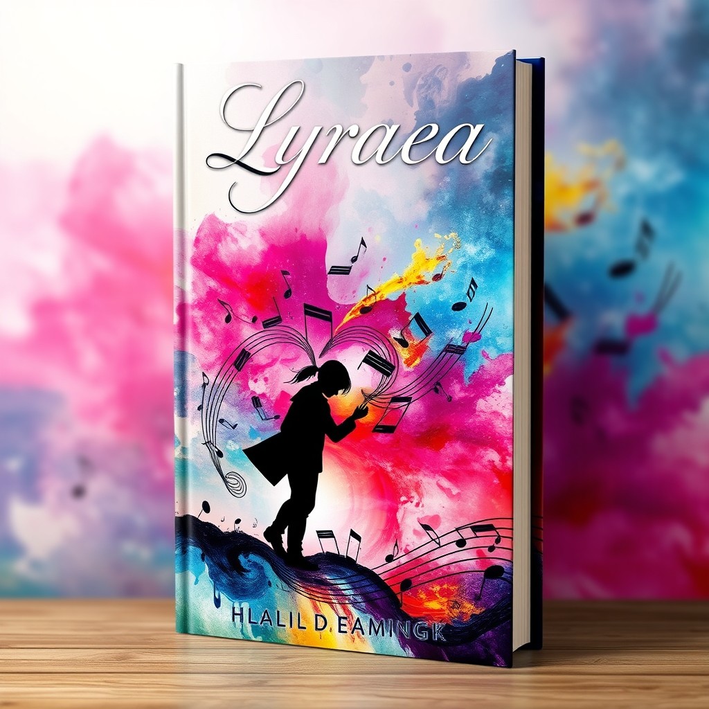 A captivating book cover for a novel titled 'Lyraea'