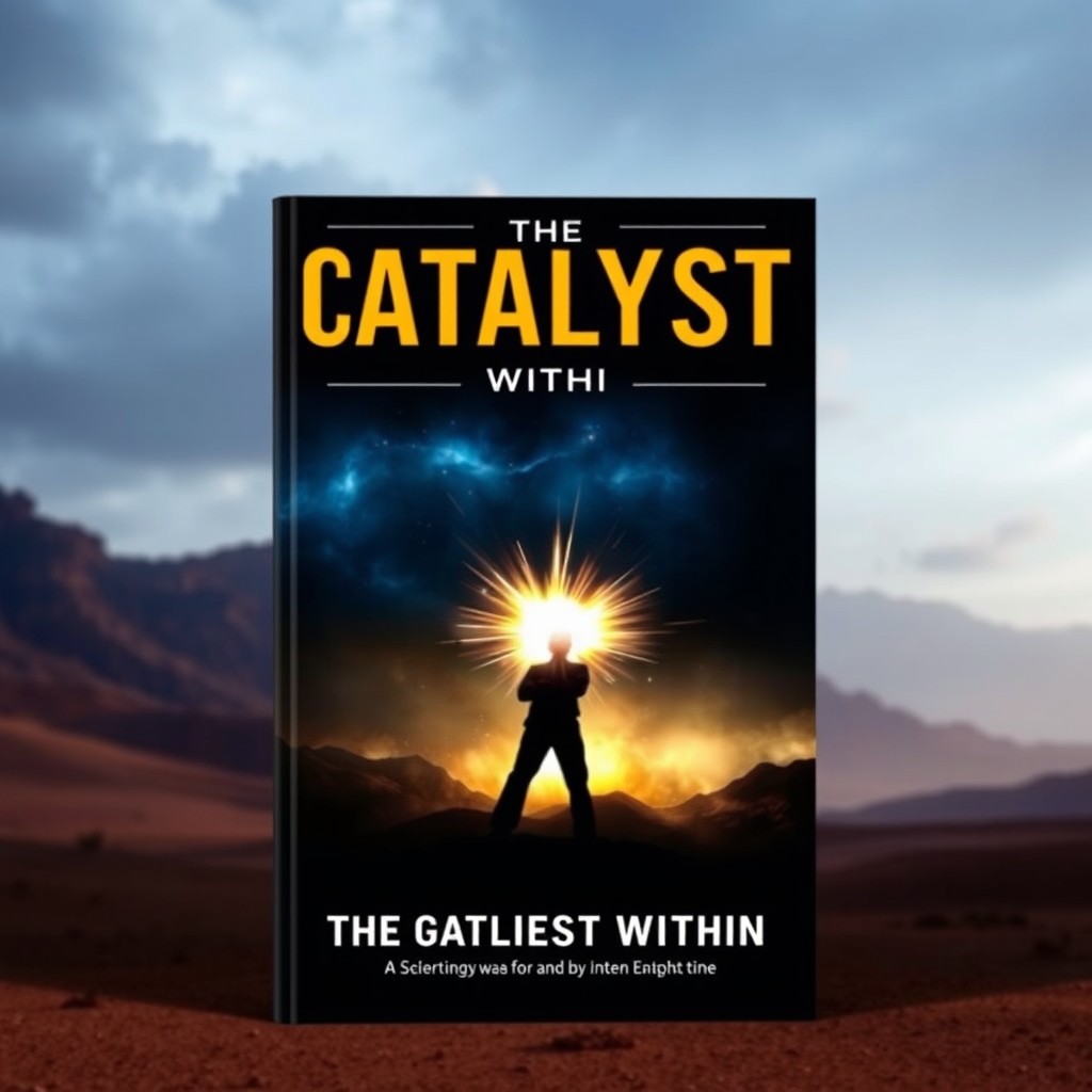 A book cover titled "The Catalyst Within" illustrating a powerful inner transformation, personal enlightenment, or hidden energy erupting from within oneself