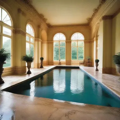 The architect used a bathometer to calculate the depth of the water feature in the luxurious indoor pool of the mansion.