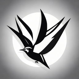 A black and white logo for a sports brand, featuring a stylized representation of a swallow bird.