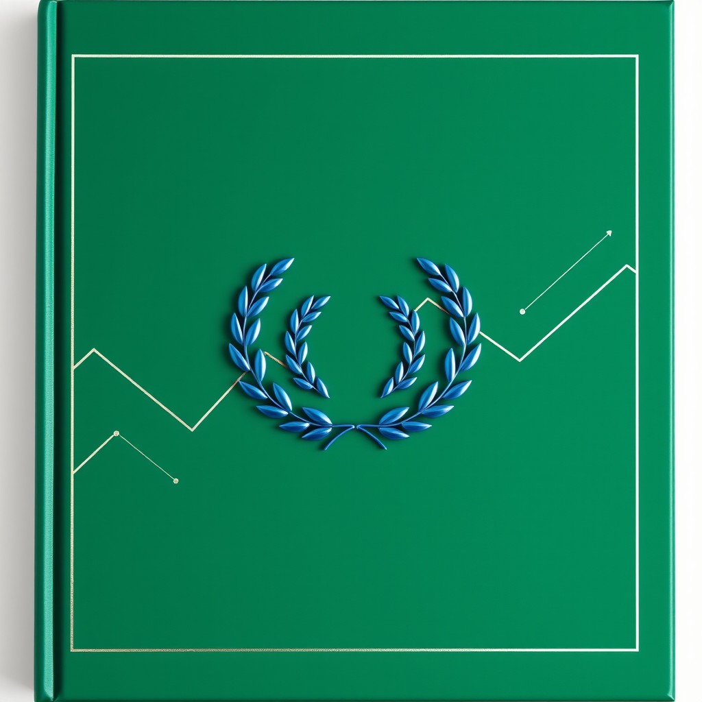 An elegant emerald green book cover featuring abstract vertical and diagonal silver-blue lines that creatively represent graphs and data charts