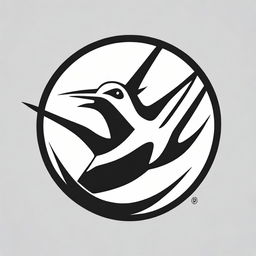 A black and white logo for a sports brand, featuring a stylized representation of a swallow bird.