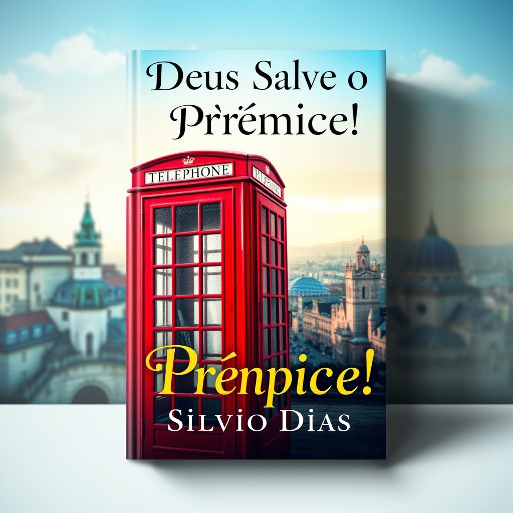 A book cover design featuring a vintage red telephone booth against a backdrop of a bustling city setting