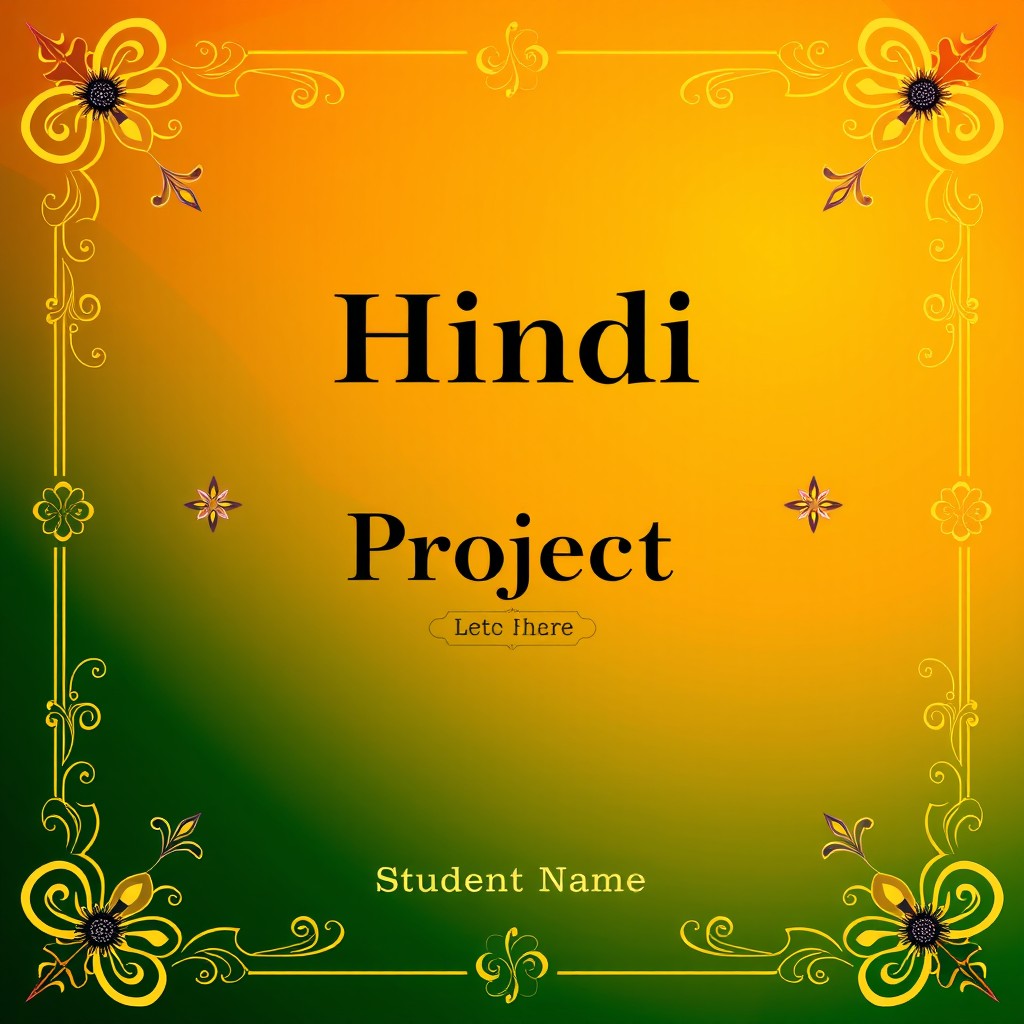 A beautifully designed cover page for a Hindi project, featuring vibrant colors and traditional motifs