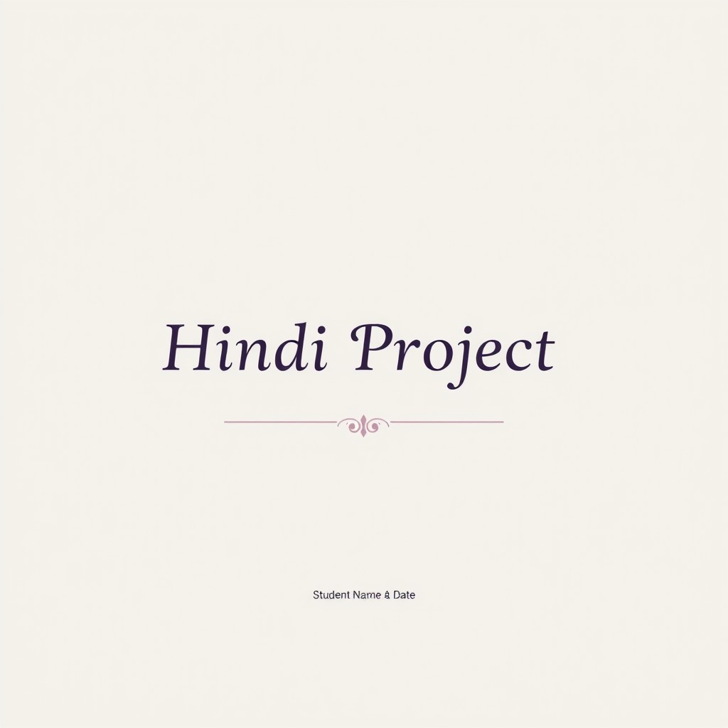 A minimalist cover page for a Hindi project, featuring a single light pastel color as the background, such as soft lavender or light mint green