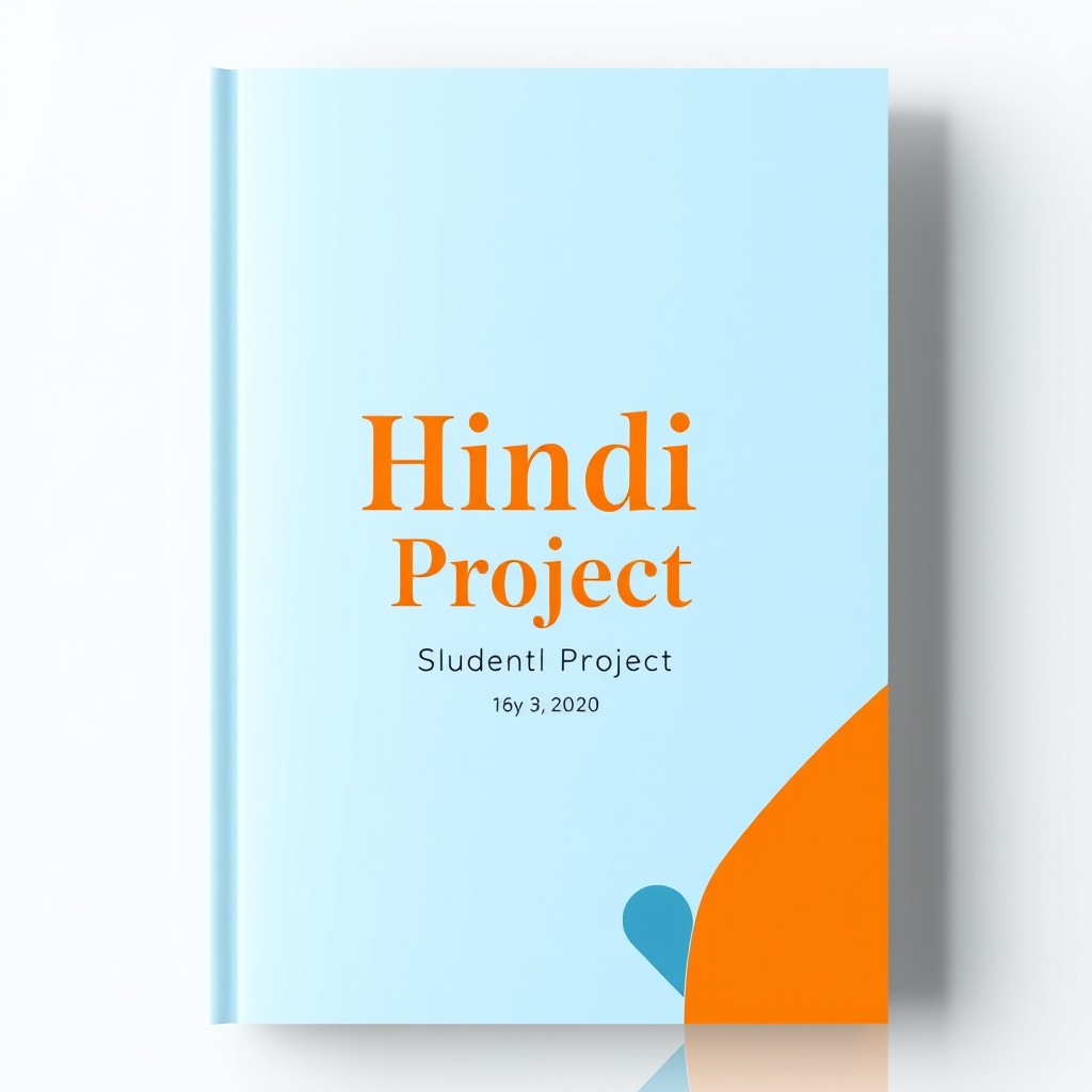 A sleek and modern cover page for a Hindi project featuring a light blue background with an orange accent