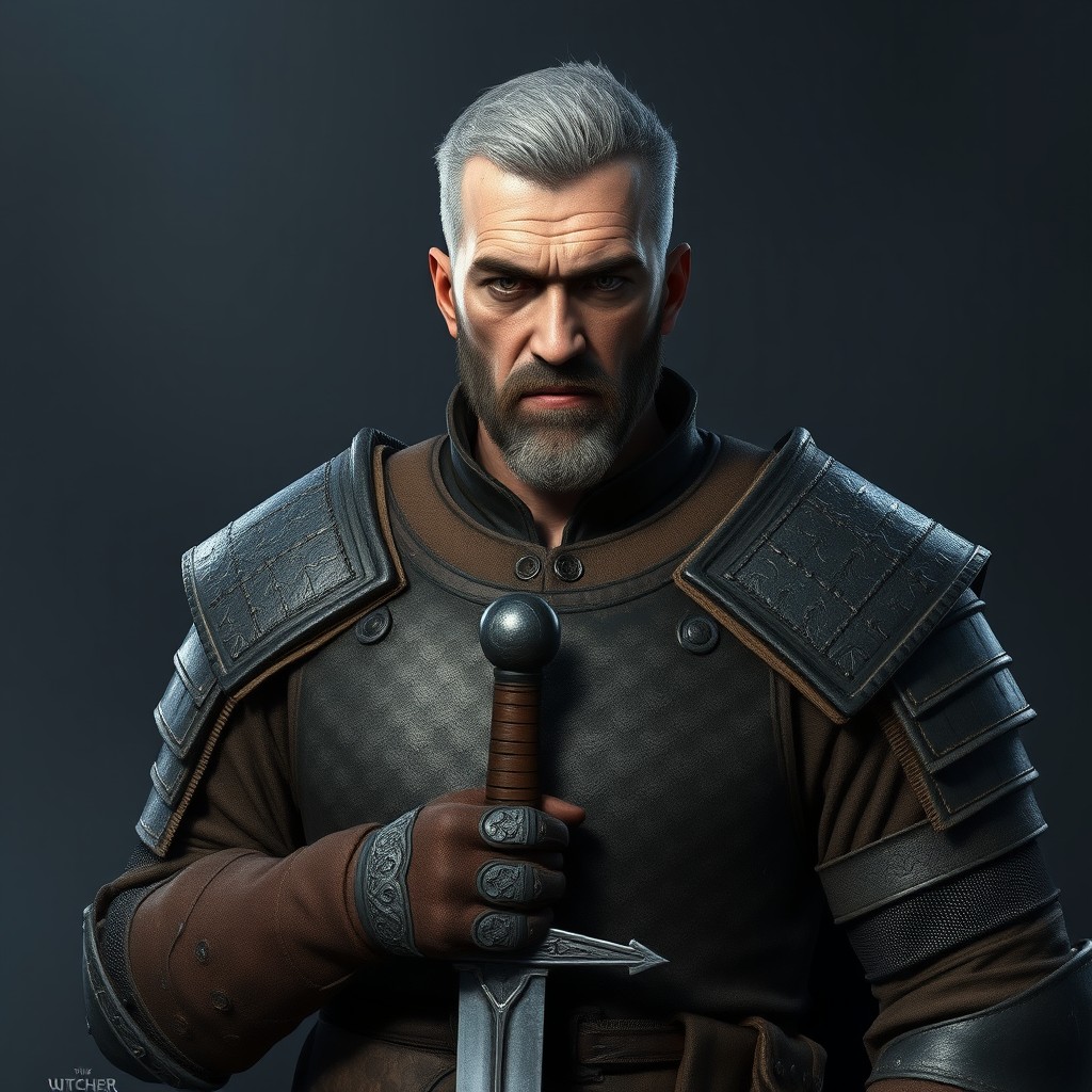 Character concept art of a gritty medieval knight based on Auckes from Witcher 3: Wild Hunt