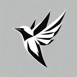 Design a sports brand logo incorporating a stylized swallow bird, rendered in black and white.