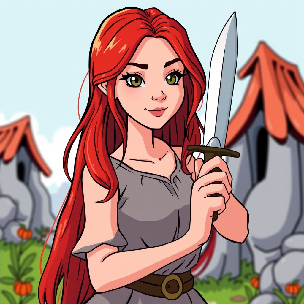 An avatar for a game, designed in the classic style of old Asterix and Obelix comics